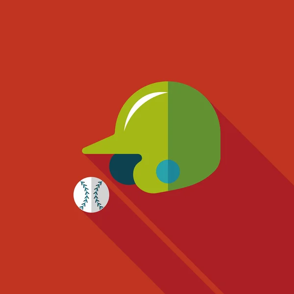 Casco da baseball icona piatta con lunga ombra, eps10 — Vettoriale Stock