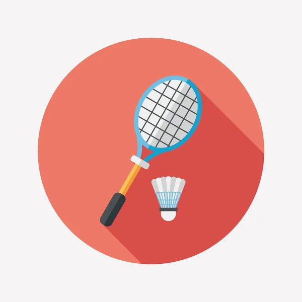 Raqueta de bádminton y bola icono plano con sombra larga, eps10 — Vector de stock