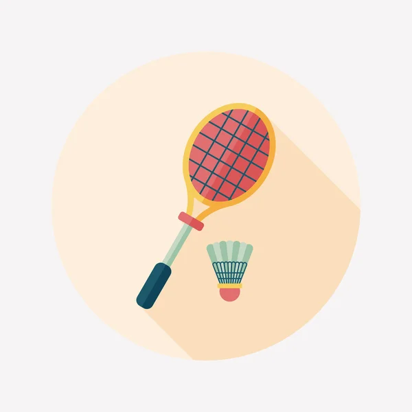 Raquette de badminton et icône plate balle avec ombre longue, eps10 — Image vectorielle