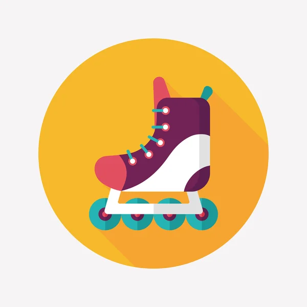 Patines de ruedas icono plano con sombra larga, eps10 — Vector de stock