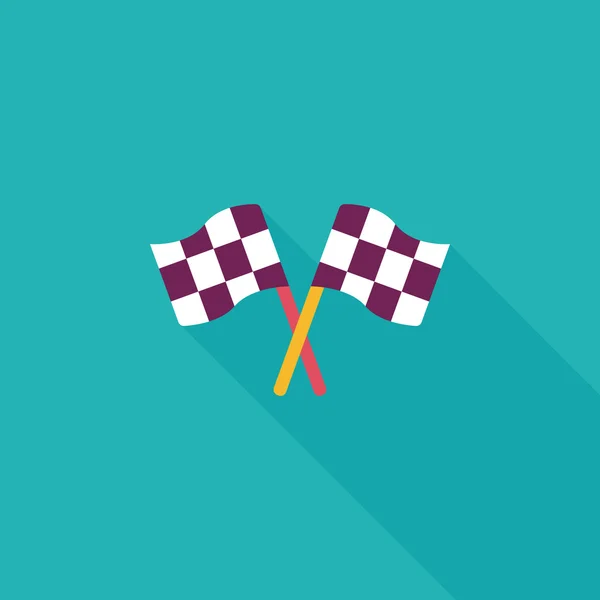 Banderas de carreras icono plano con sombra larga, eps10 — Vector de stock