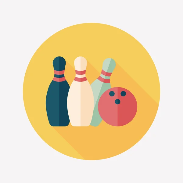 Bowling icono plano con sombra larga, eps10 — Vector de stock