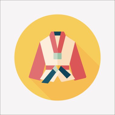 Karate takımı düz simgesi ile uzun gölge, eps10