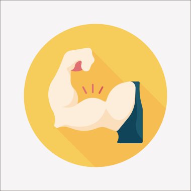 Muscle man plat pictogram met lange schaduw, eps10