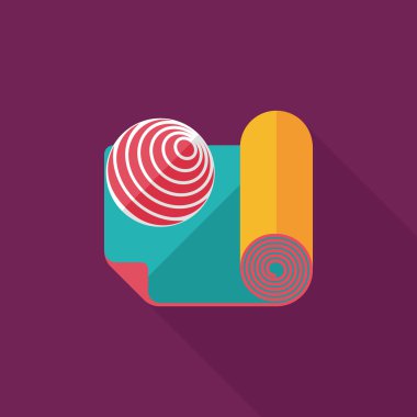 긴 그림자, eps10 요가 매트와 공 플랫 아이콘