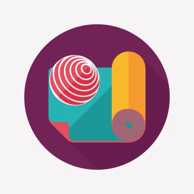 긴 그림자, eps10 요가 매트와 공 플랫 아이콘