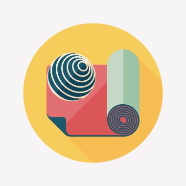 긴 그림자, eps10 요가 매트와 공 플랫 아이콘