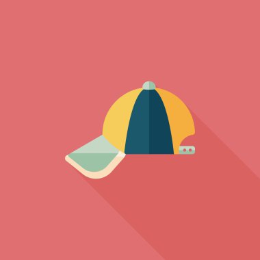 beyzbol kap düz simgesi ile uzun gölge, eps10