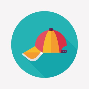 beyzbol kap düz simgesi ile uzun gölge, eps10