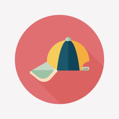 beyzbol kap düz simgesi ile uzun gölge, eps10