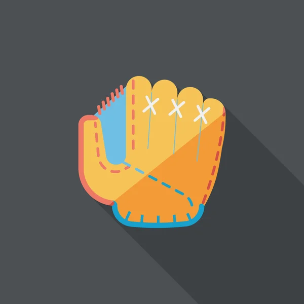 Luva de beisebol ícone plano com sombra longa, eps10 — Vetor de Stock