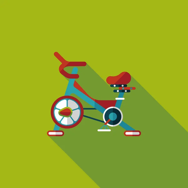 Bicicleta de ejercicio icono plano con sombra larga, eps10 — Vector de stock