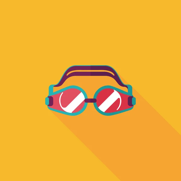 Svømmebriller flatt ikon med lang skygge, eps10 – stockvektor