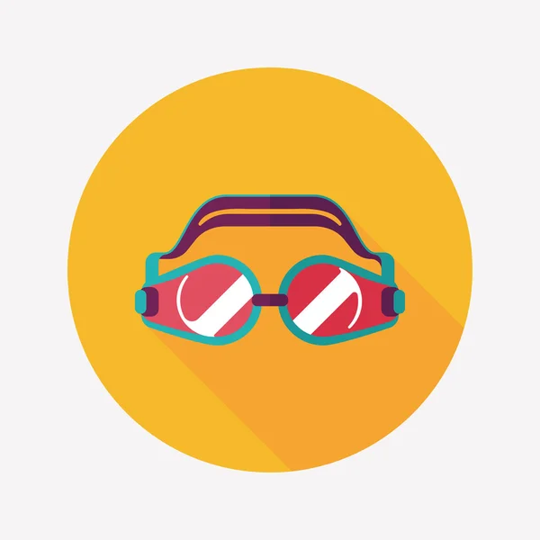 Óculos de natação ícone plano com sombra longa, eps10 — Vetor de Stock