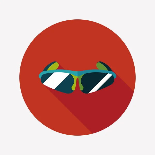 Gafas de sol de bicicleta icono plano con sombra larga, eps10 — Vector de stock