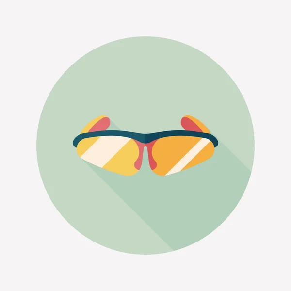 Lunettes de soleil vélo icône plate avec ombre longue, eps10 — Image vectorielle