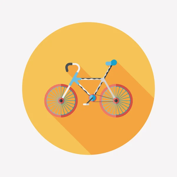 Icône plate à vélo avec ombre longue, eps10 — Image vectorielle