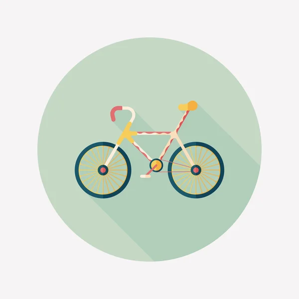 Ciclismo ícone plano com sombra longa, eps10 —  Vetores de Stock