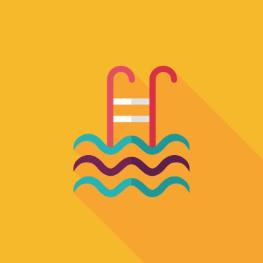 Yüzme Havuzu düz simgesi ile uzun gölge, eps10