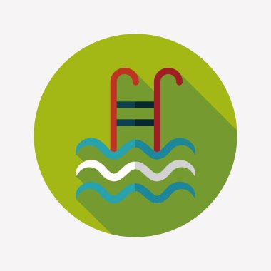 Yüzme Havuzu düz simgesi ile uzun gölge, eps10