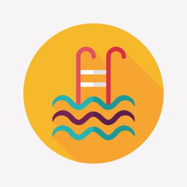 Yüzme Havuzu düz simgesi ile uzun gölge, eps10