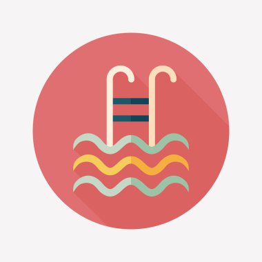 Yüzme Havuzu düz simgesi ile uzun gölge, eps10