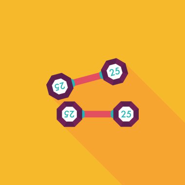 Dumbbell düz simgesi ile uzun gölge, eps10