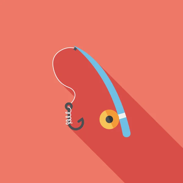 Icône plate de pêche avec ombre longue, eps10 — Image vectorielle