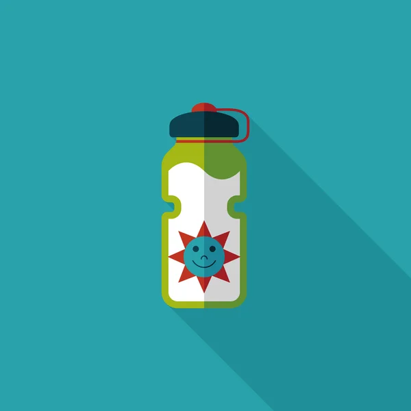 Sportovní láhev s vodou ploché ikony s dlouhý stín, eps10 — Stockový vektor