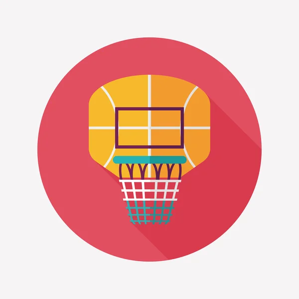 Basket-ball panneau arrière icône plate avec ombre longue, eps10 — Image vectorielle