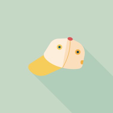 beyzbol kap düz simgesi ile uzun gölge, eps10