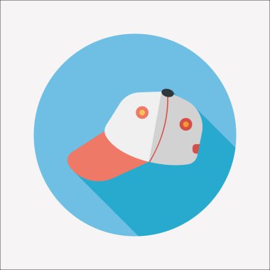 beyzbol kap düz simgesi ile uzun gölge, eps10