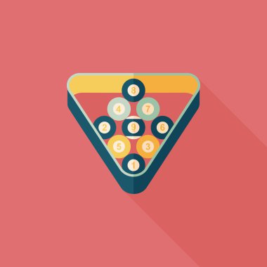 Bilardo düz simgesi ile uzun gölge, eps10