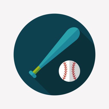 Beyzbol düz simgesi ile uzun gölge, eps10