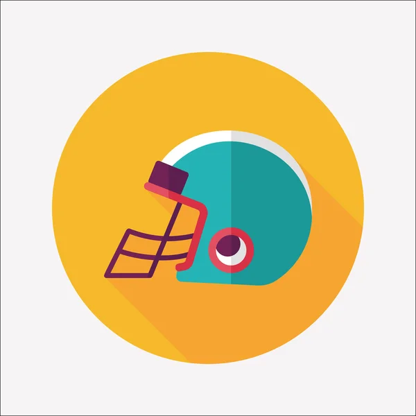 Americký fotbal helmu plochý ikona s dlouhý stín, eps10 — Stockový vektor