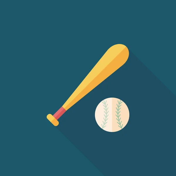 Icona piatta da baseball con lunga ombra, eps10 — Vettoriale Stock