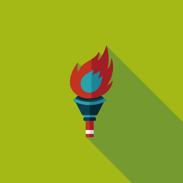 Flamboyante icône plate torche avec ombre longue, eps10 — Image vectorielle