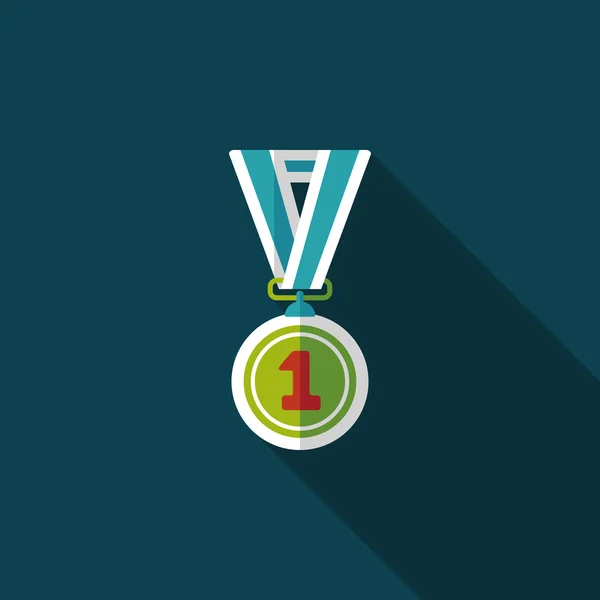 Medalha ícone plana com sombra longa, eps10 — Vetor de Stock