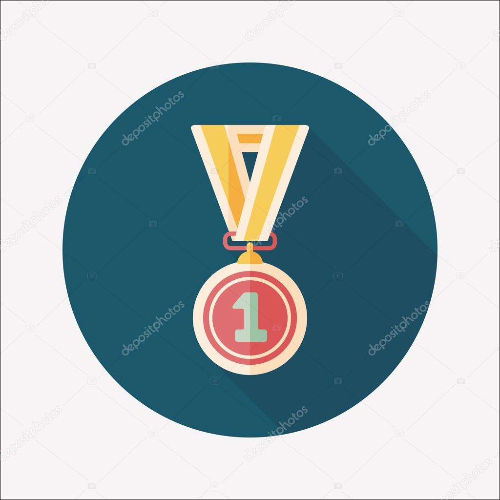 medal flat icon with long shadow,eps10