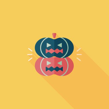 Balkabağı canavarı düz simgesi ile uzun gölge, eps10