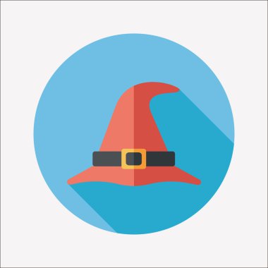 Cadı şapkası düz simgesi ile uzun gölge, eps10