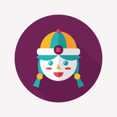 Çin yeni yılı kız uzun gölge, eps10 düz simgesiyle