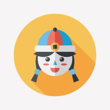 Çin yeni yılı kız uzun gölge, eps10 düz simgesiyle