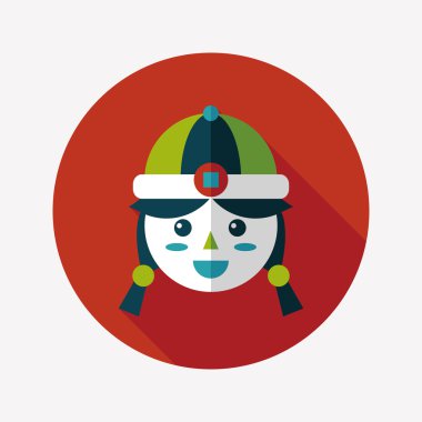 Çin yeni yılı kız uzun gölge, eps10 düz simgesiyle