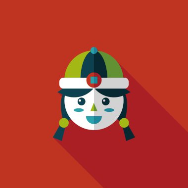 Çin yeni yılı kız uzun gölge, eps10 düz simgesiyle