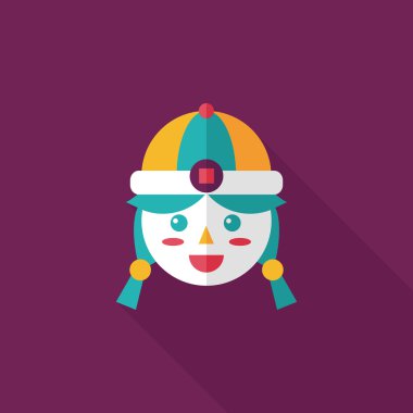 Çin yeni yılı kız uzun gölge, eps10 düz simgesiyle