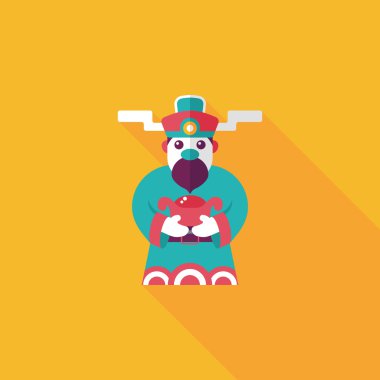 Çin yeni yılı düz simgesi ile uzun gölge, eps10, zenginlik tanrısı