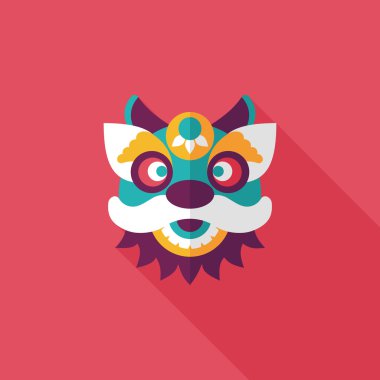 Çin yeni yılı düz simgesi ile uzun gölge, eps10, dragon ve