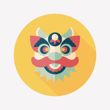 Çin yeni yılı düz simgesi ile uzun gölge, eps10, dragon ve