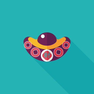 Çin yeni yılı düz simgesi ile uzun gölge, eps10, Altın külçe wi